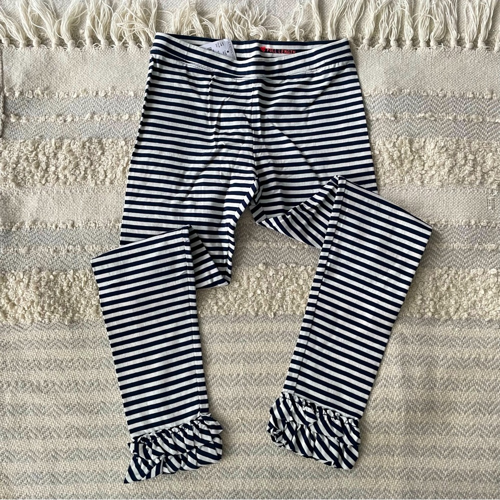 J Crew Crewcuts full length striped ruffle leggings